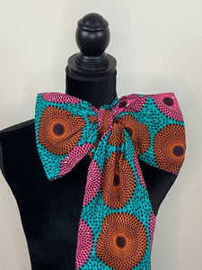 Fishtail Chic Neckerchief -  Turquoise African Print