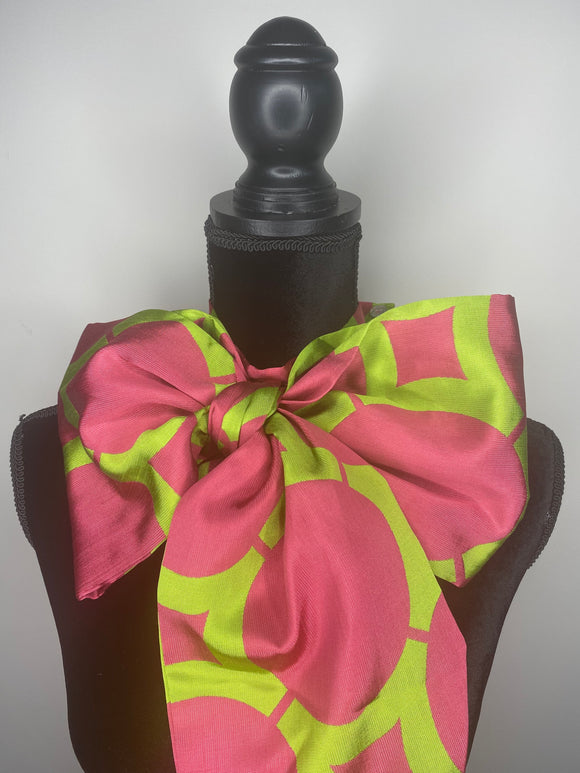 Fishtail Chic Neckerchief - Poised in Pink & Green