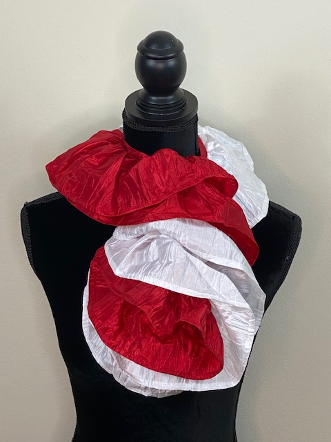 Two-Toned Ruffle Collar - Regal Red and Whimsical White